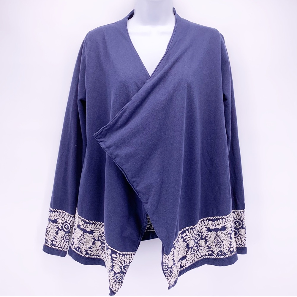 Lucky Lotus Blue Embroidered Cardigan Size XS